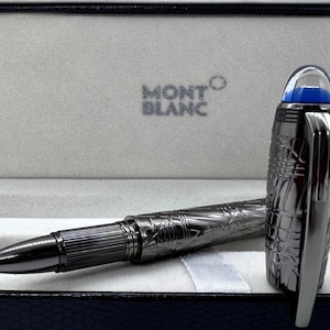 Penna a sfera Montblanc StarWalker Ruthenium Blue Lazer Eched Fine Metal - Grigio fumo