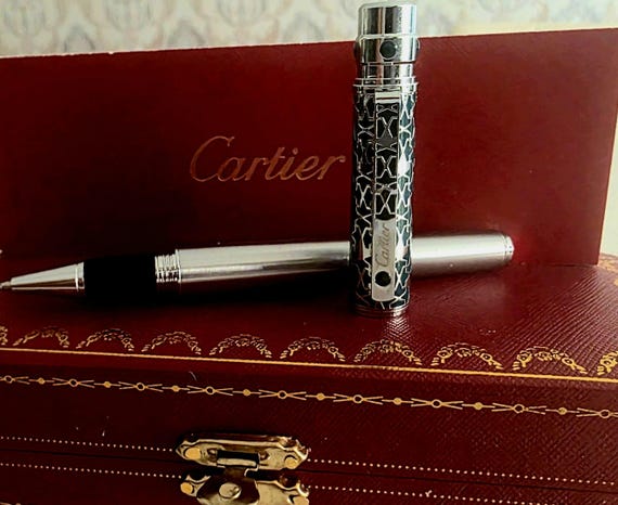 Cartier- Silver Santos De Cartier Rollerball Pen - Laser Engraved