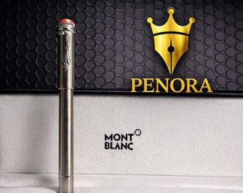 Montblanc Heritage Rouge et Noir Snake Rollerball Pen |  Silver Serpent Clip. Steel Finish