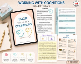 Cuaderno de trabajo sobre cogniciones negativas y positivas de EMDR | Guía para terapeutas sobre cogniciones negativas y positivas | Terapia del trauma (PDF) | Recurso clínico
