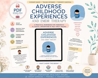 Cuaderno de trabajo sobre experiencias adversas en la infancia | Cuestionario ACE para terapeutas | Evaluación del trauma en PDF | Recurso para la terapia basada en el apego