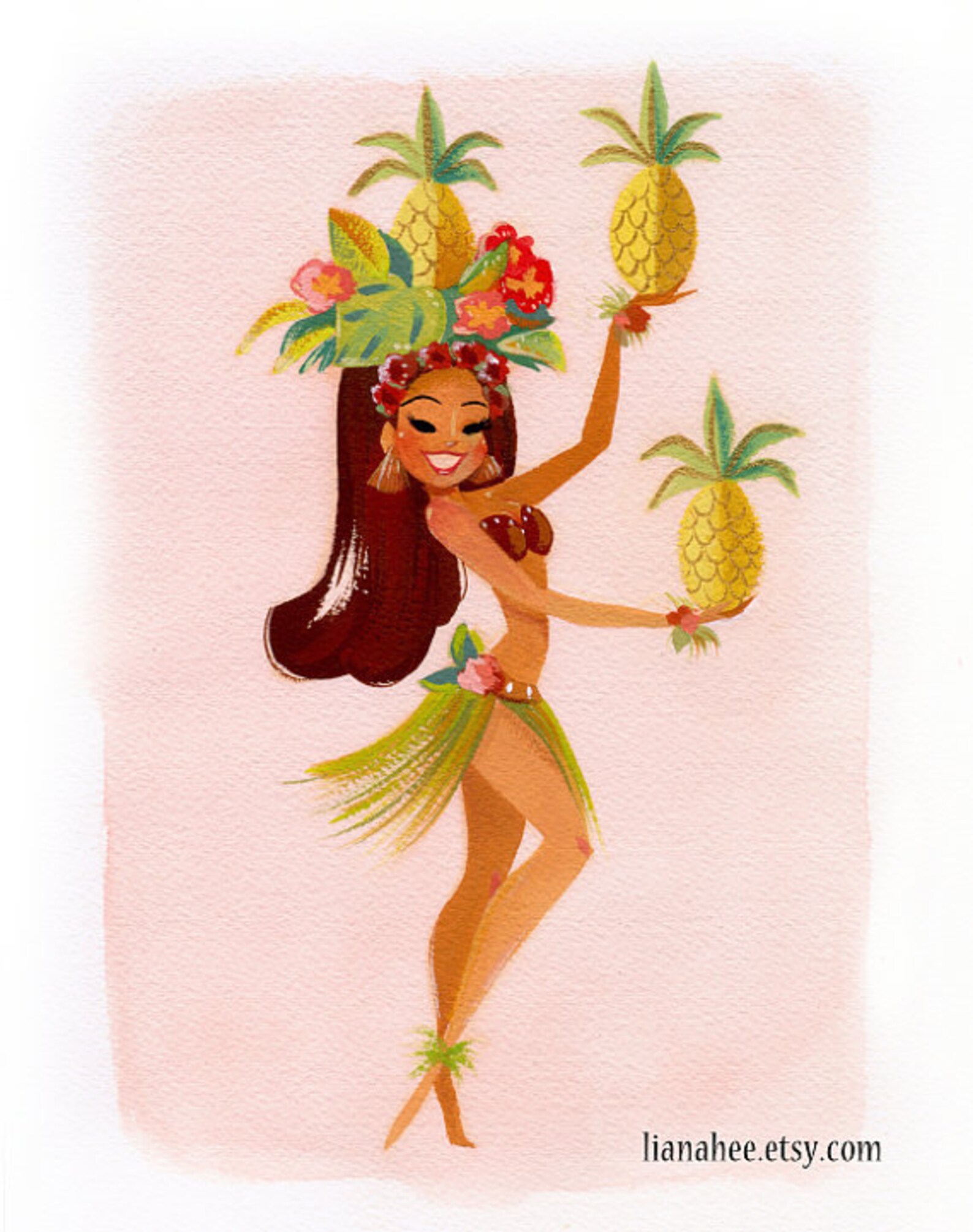 Pineapple Princess Fine Art Print Set Etsy