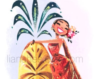 Teeny Amber Pineapple Girl fine art print