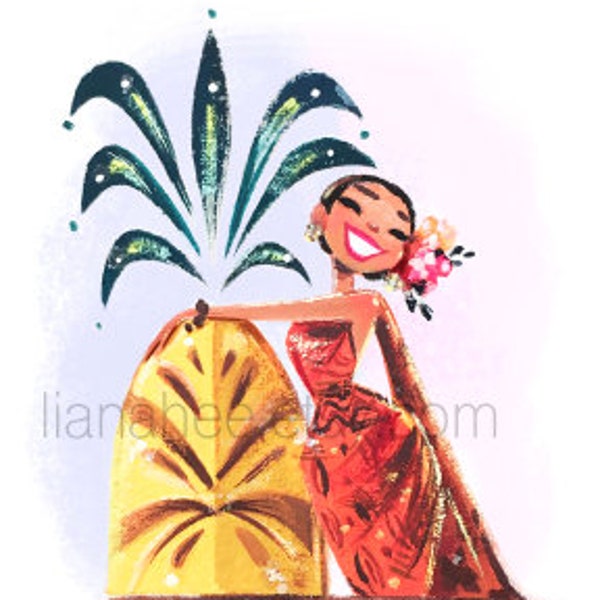 Teeny Amber Pineapple Girl fine art print