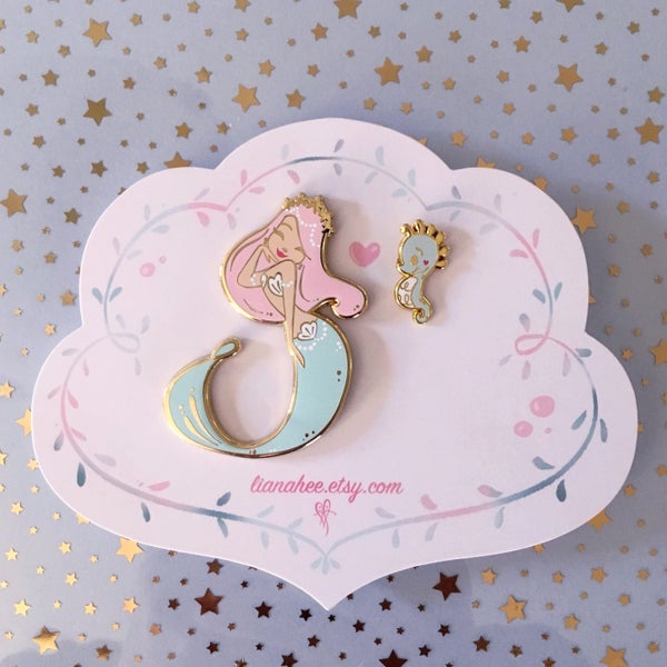 LIMITED EDITION Pastel Princess mini mermie pin set