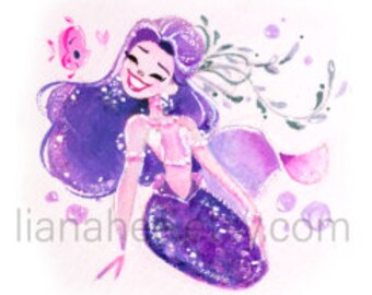 Violet Mermaid fine art mini print