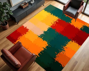 Modern Abstract Rug, Abstract Rug, Abstract Patterned, Colorful Rug, Multicolored Rug, Non-slip Rug, Washable Rug, Home Decor, Modern Rug