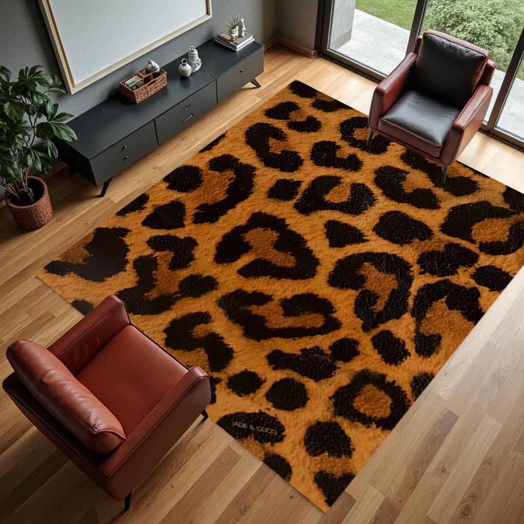 Patterned Rug, Cheetah Pattern, Animal Rug, Leopard Patterned, Non-slip ...