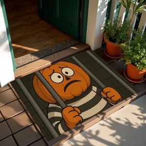Doormat, Modern Doormat, Prison Design, Prison Rug, Hallowen Design Rug, Pumpkin Rug, Cartoon Design Rug, Comic Rug, Home Decoration, Gift