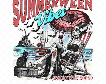 Summer Vibe Halloween Png, Summerween Png, Funny Halloween Png, Gothic Halloween Summer Png, Spooky Png, Summer Halloween Png, Digital File