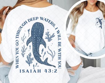 When You Go Through Deep Waters Png, Isaiah 43:2 Shirt Design, Christian Png, Bible Verse Png, Sailboat Summer Png, Trendy Summer Png
