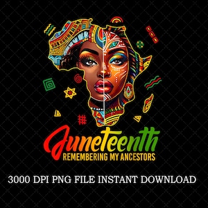 Juneteenth Remembering My Ancestors png, Juneteenth-kaart 1865 png, afro meisje png, afro moeder png-downloads, ontwerp voor shirt, digitale download