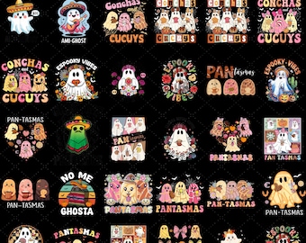 30+ Designs Mexican Ghost Png Bundle, Creepy Conchita Era Png, Conchas and Cucuys Png, Conchas Ghost, Funny Halloween Png, Dia de Muertos