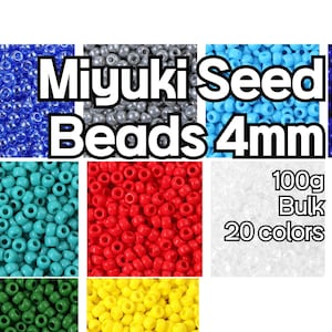 Paquete a granel de cuentas de semillas Miyuki de 4 mm y 100 g (20 colores, aproximadamente 1100 ~ 1200 piezas)