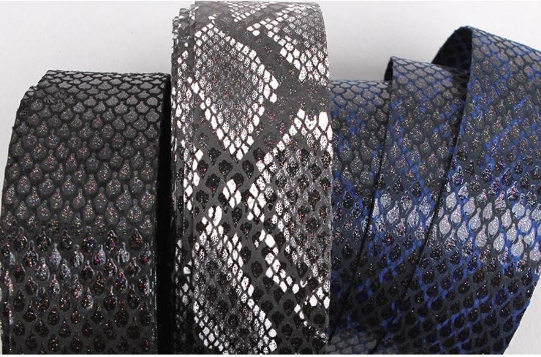 Ribbon Python Scale Pattern 15mm / 40mm Snake Print Python Pattern Ribbon Tape | Ink · Dark Gray ...