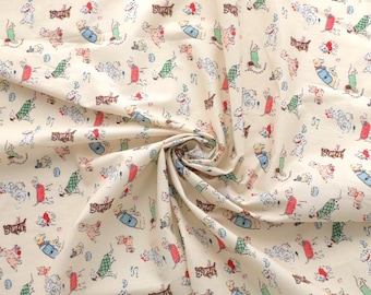 100%コットン生地 40s | 「犬といっしょ」デザイン、145 cm (57インチ)、韓国製 1ヤードあたり167955円 (ss)