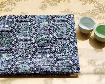 Tkanina 100% bawełny, 20s, splot płócienny | Koreański wzór tradycyjny „Korean Traditional Series No.28, sześciokątne pudełko z masy perłowej”, 110 cm (44"), cięte na wymiar