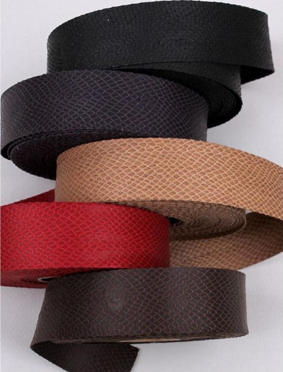 15mm / 40mm Ribbon Tape | Snake Print Python Pattern Ribbon Red · Cocoa ...