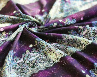 Tkanina 100% bawełny, splot płócienny, 20s | Koreański wzór tradycyjny „Korean Traditional Series No.37 Starry Night”, 110 cm (44"), cięte na wymiar (wys.)
