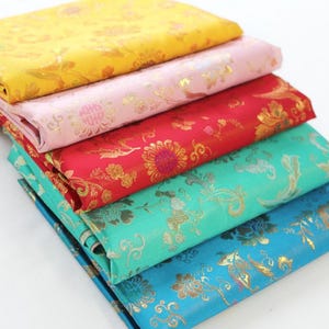 Traditional Korean Hanbok Gold Thread Fabric (Geumsa)&quot; Design, 31 Colors, 110cm (43&quot;) Wide, Made in Korea 26134 Hanbok Fabric by the Yard