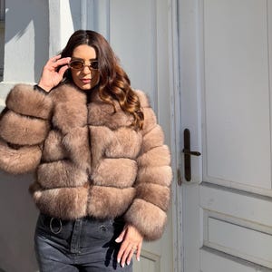Frauen Fuchs Pelzjacke - Pelzjacke - Premium Qualität Fell - Echter Fuchs Pelz