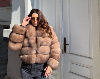 Women Fox Fur Jacket- Fur Jacket- Premium Quality Fur -Real Fox Fur