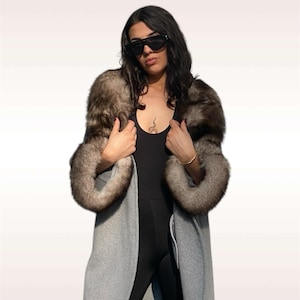 Handcrafted Alpaca Coat with Fox Fur Trim - Custom Fit