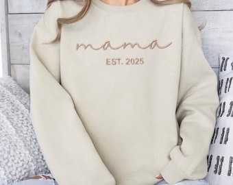 Personalized embroidered mom sweater, gift for new mom, embroidered mom sweater, birth gifts, mom since