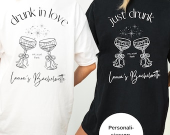 Personalized hen party shirts for women, wine-themed T-shirts, customizable with name, bride T-shirt, hen party spritzer, bachelorette party