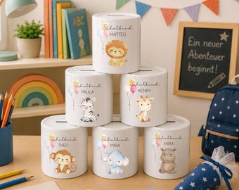 Personalized piggy bank for schoolchildren with name, back-to-school gift for children, personalized money box, money gift for starting school