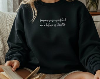 Book Lover Sweatshirt, Bookworm Gift, Hot Chocolate Lover Crewneck, Introvert Sweatshirt, Cozy Reader Gift Women, Book Club Sweatshirt