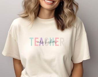 Personalized T-shirt for female teacher with name, farewell gift for school, shirt for primary school teacher, gift for passing an exam