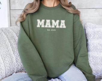 Mama Pullover personalisiert, Geschenk für frischgebackene Mama, Pullover Mama,  Mama Est Pullover, Geschenk Weihnachten, Mama Sweatshirt