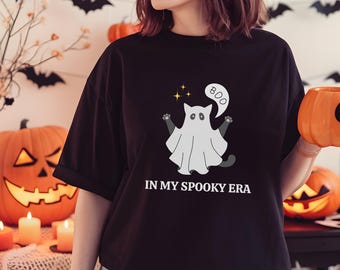 In My Spooky Era Shirt, Halloween Shirt Katze, Geister Katze Geschenk, Spooky Shirt Damen, Halloween Outfit Kostüm, Katzenliebhaber Geschenk