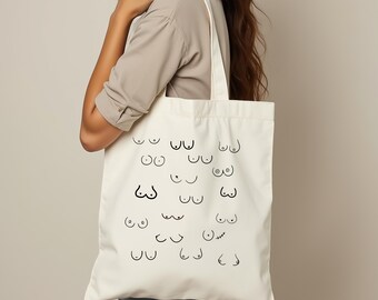 Busenfreundin Tasche, Stofftasche Brüste, Boobie Tasche, Beste Freundin Geschenk, Feminismus, Jutebeutel Breast Cancer Awareness