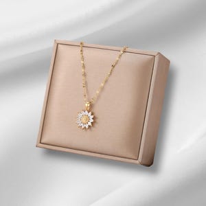 ゴールドひまわりネックレス – 925スターリングシルバーの繊細なフラワーペンダントネックレス（女性用）