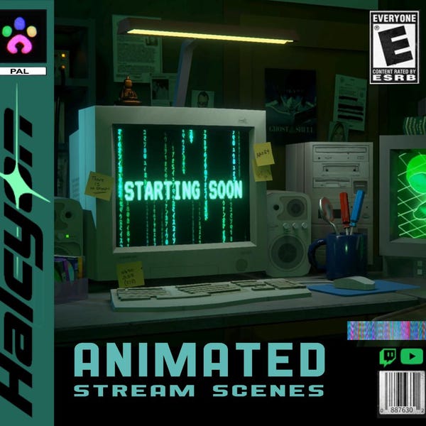 3D Animated Retro Hacker Room Twitch & Youtube Stream Scenes