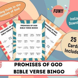 Bible Verse Bingo- Promises of God Edition- Church Group Bingo Game- Youth Group Bible Game-Christian Bingo- Printable Bingo- Sunday School