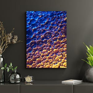 Blue and Orange Oil Bubbles Abstract Art Print (Digital Download)