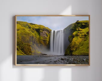 Skógafoss Waterfall Print, Iceland Landscape Photography (Digital Download)