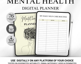 Mental Health Journal, Printable Mental Health Planner, Anxiety Mood Tracker, Printable Therapy and Wellness planner, mood swing planner