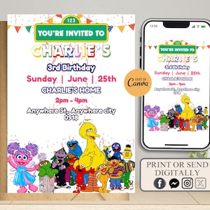Editable Abby cad Abby Birthday Invitation, Kids sesame birthday invitation, Abby Cad Abby invitation, Sesame Evite, Abby cadabby invitation
