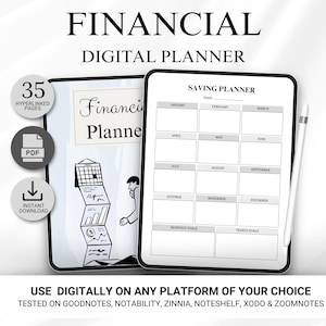 Planificador financiero imprimible, Planificador de presupuesto imprimible, Carpeta de seguimiento de ahorros, Deuda mensual, Seguimiento de facturas, Seguimiento de gastos (PDF)
