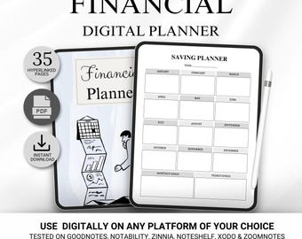 Printable Financial Planner, Printable Budget Planner, Finance Savings Tracker Binder, Monthly Debt, Bill Tracker, Expenses Tracker Pdf