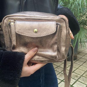 Metallic-Ledertasche, Ledertasche für sie, Geschenk, Geschenk für sie, Umhängetasche aus Rindsleder, echtes Leder, handgefertigt