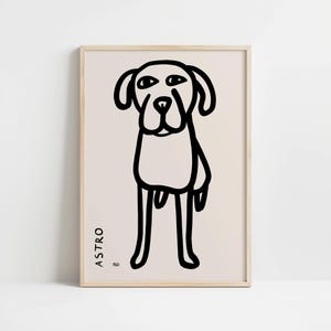 Custom Dog Painting, Modern Minimalist Line Pet Portrait, Abstract Wall Art, Funny Badly Drawn Pet Portrait, Unique Pet Owner Gift