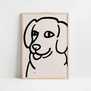 Funny Badly Drawn Pet Portrait, Custom Dog Painting, Abstract Minimalist Line Pet Portrait, Modern Wall Art, Quirky Pet Owner Gift