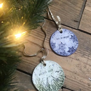 All is Calm All is Bright Clay Mindfulness Christmas Ornaments image 3