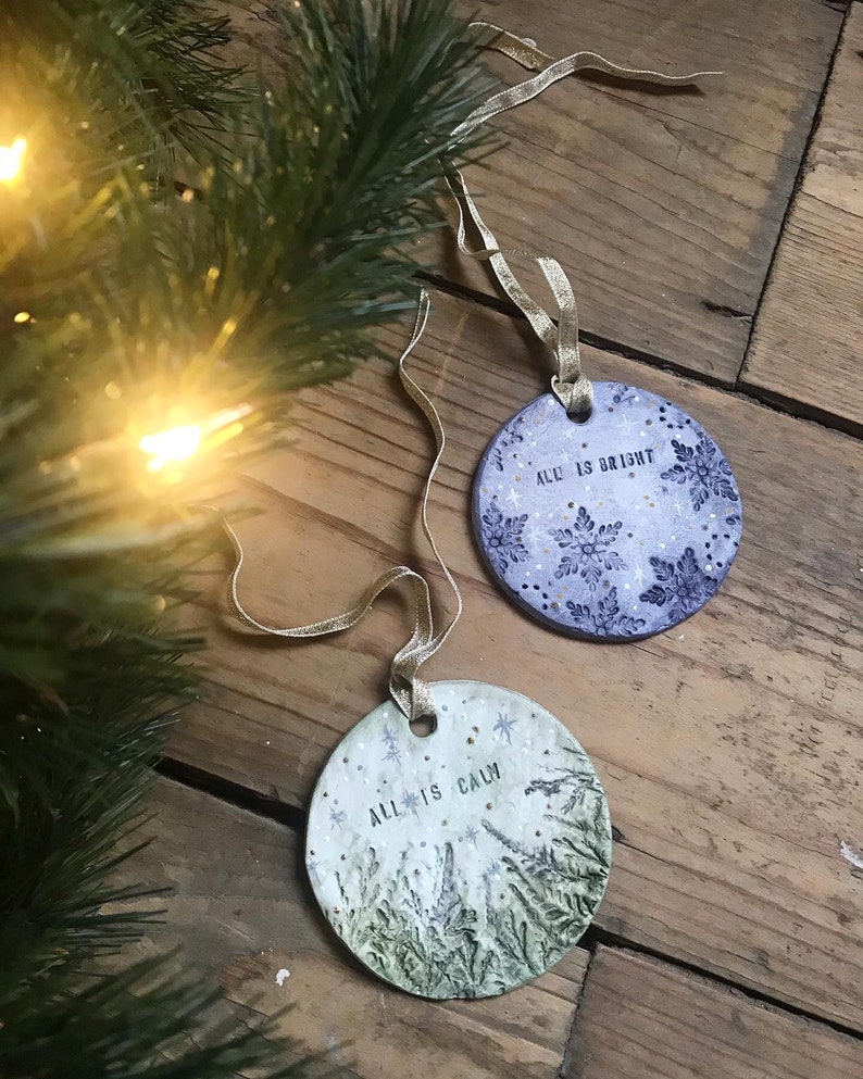 All is Calm All is Bright Clay Mindfulness Christmas Ornaments image 3