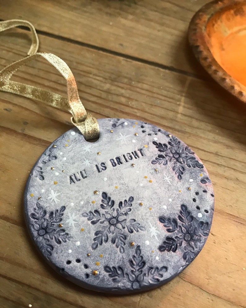 All is Calm All is Bright Clay Mindfulness Christmas Ornaments image 4